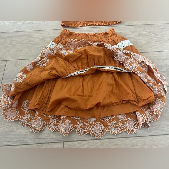 Anthropologie two piece set embroidered boho smocked tank top and skirt size xs - Picture 10 of 14
